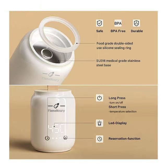 MamaNoury® Portable Baby Bottle Warmer — Cordless, Fast & Travel-Ready